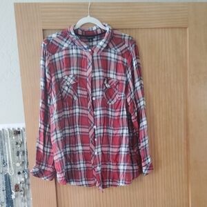 Torrid 3x Red and Gray Plaid Shirt